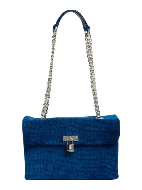 Kurt Geiger Handbags - Kurt Geiger NWT Brixton Blue Velvet Shoulder Bag